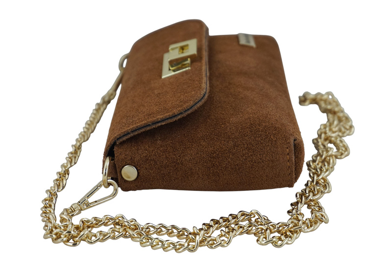 Zamszowa kopertówka na łańcuszku Barberinis - Brązowa