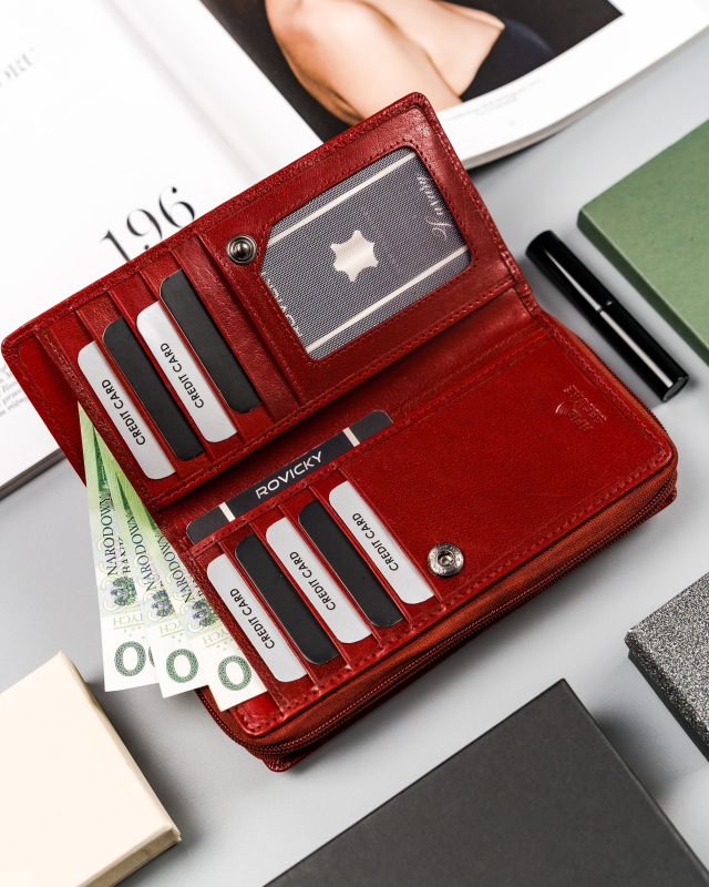 Skórzany damski portfel Rovicky CPR-8931-BAR RFID