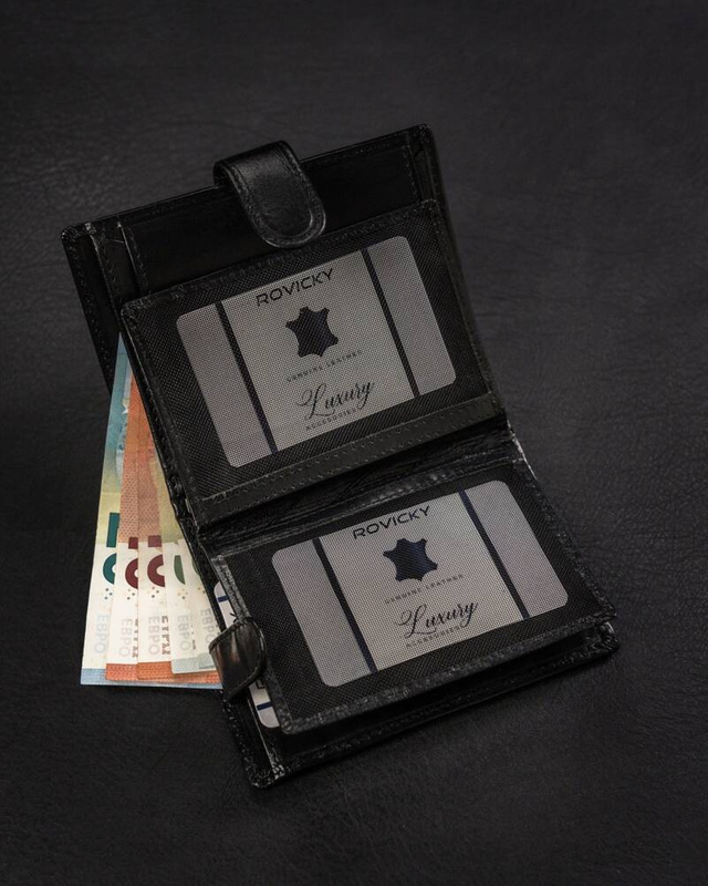 Skórzany duży rozbudowany portfel Rovicky z RFID