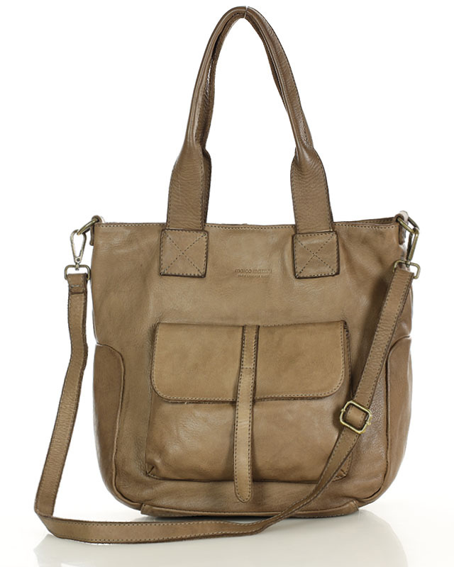 Torebka miejska skórzana w harmonii z naturą - MARCO MAZZINI beżowa