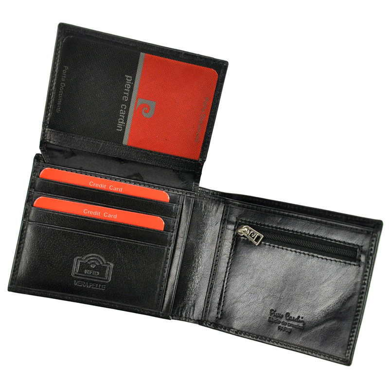 Pierre Cardin męski portfel skóra naturalna poziomy składany RFID