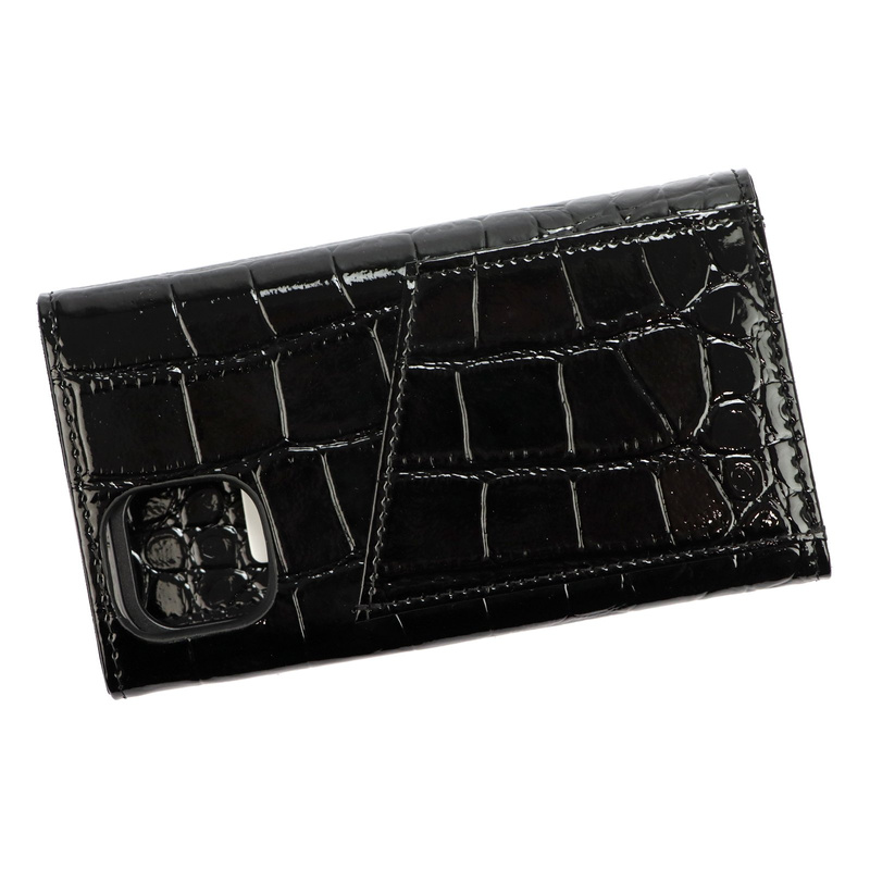 MiaMore etui Iphone 12 PRO case z klapą wzór skóra krokodyla z łańcuszkiem