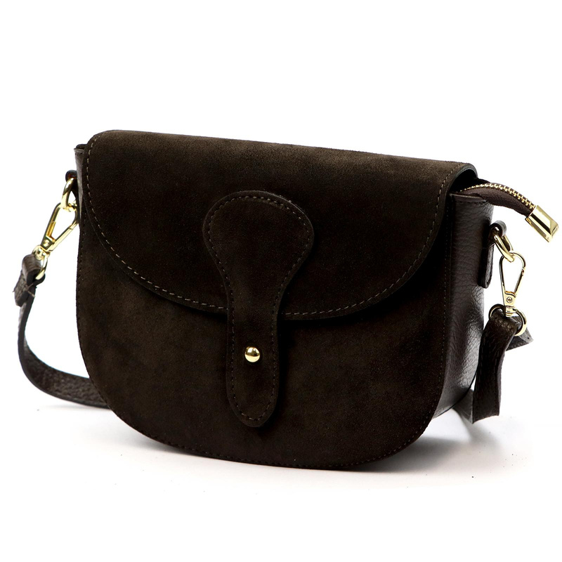 Vera Pelle damska listonoszka skóra zamszowa torebka na ramię z kieszenią