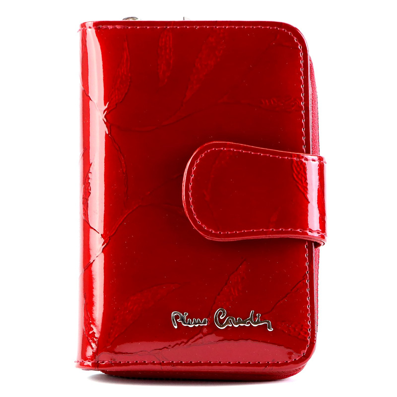 Lakierowany pionowy damski portfel Pierre Cardin