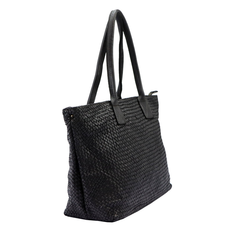 VS Pleciona shopperbag damska Damska torebka na ramię ze skóry naturalnej