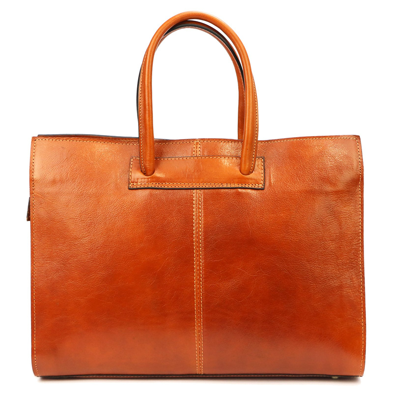 Florence Duża Damska skórzana torebka na dokumenty do pracy z paskiem