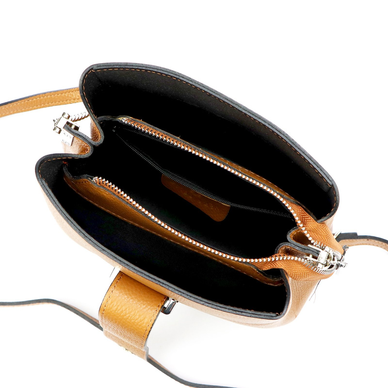 Luka damska listonoszka na ramię skóra naturalna elegancka dwukomorowa