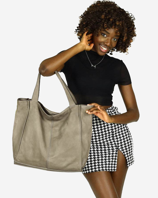 MARCO MAZZINI Torebka miejski shopper bag skóra naturalna handmade beżowa cappuccino