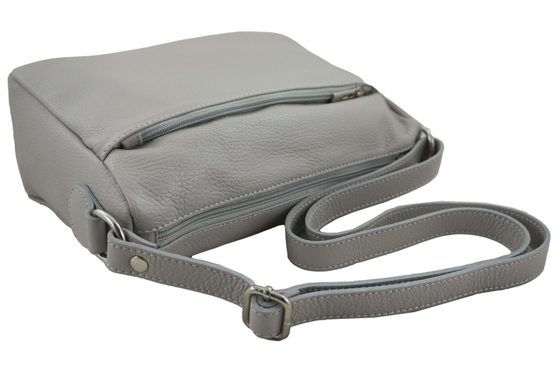 Listonoszka ze skóry naturalnej - Szara jasna