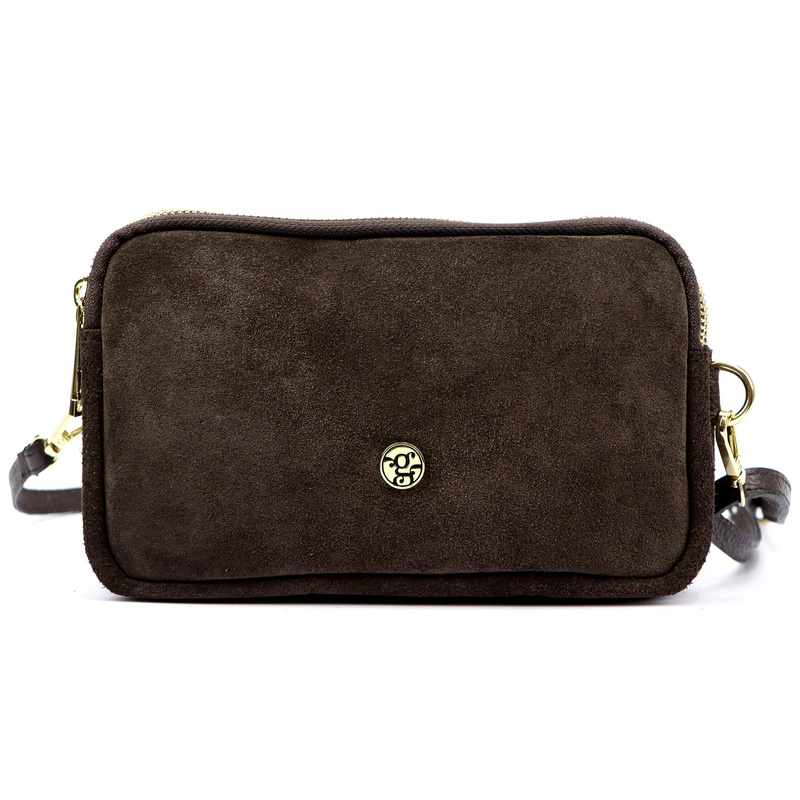 Gregorio damska listonoszka skóra naturalna zamsz trzykomorowa na ramię