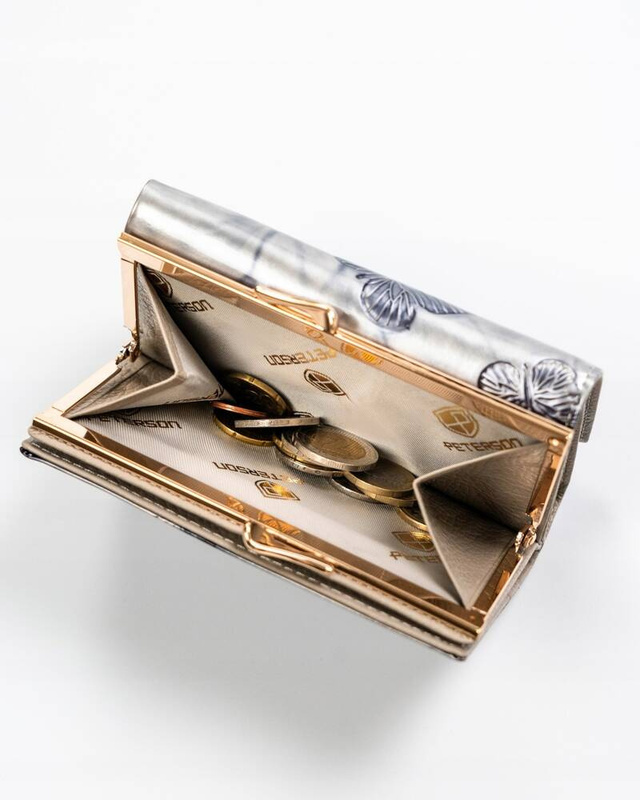 Skórzany damski portfel Peterson PTN 42108-BF SILVER