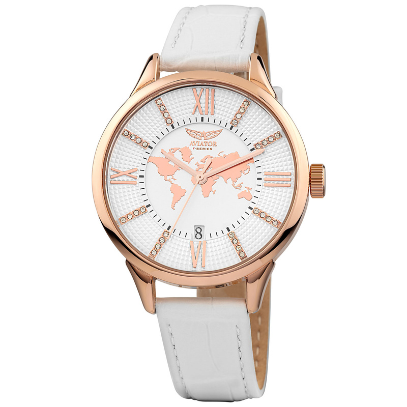 Zegarek AVIATOR AVW8636L14. Kwarcowy, Kolor biały. Kobieta.