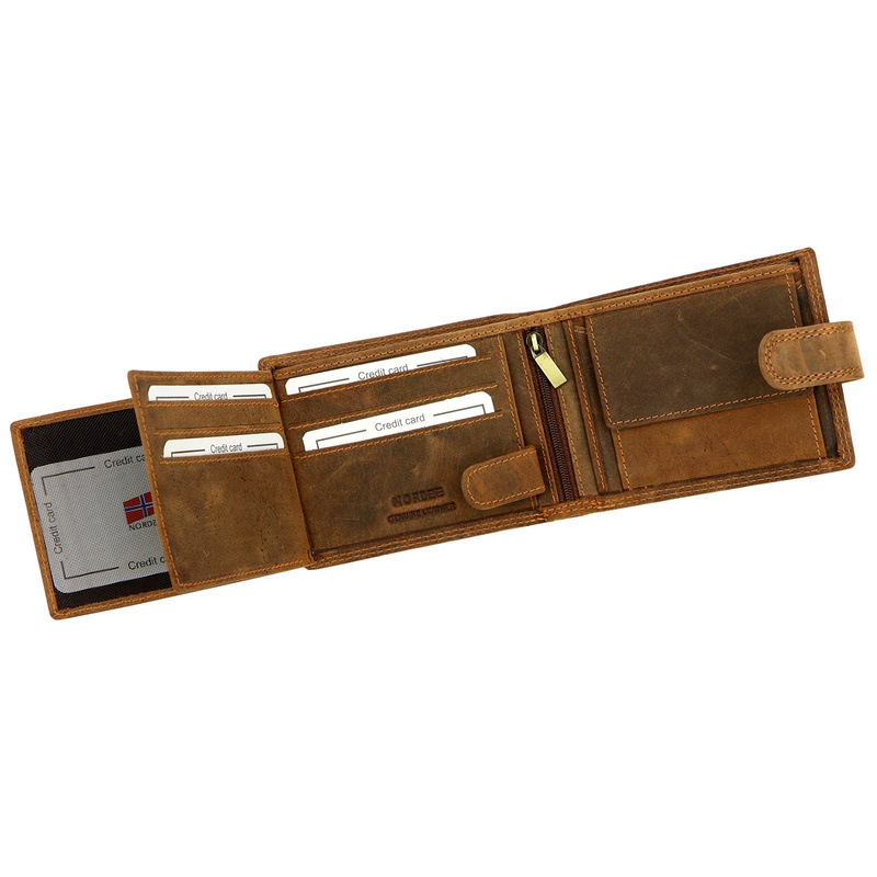 Skórzany męski portfel Nordee L895 MOTOSKULL