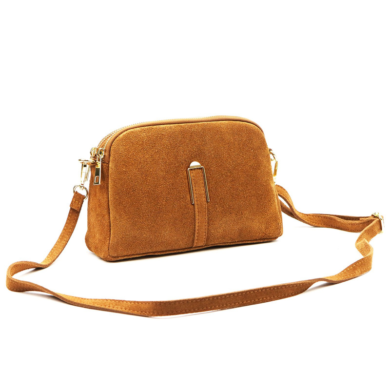 Dwukomorowa damska listonoszka skórzana zamszowa torebka na ramię Luka