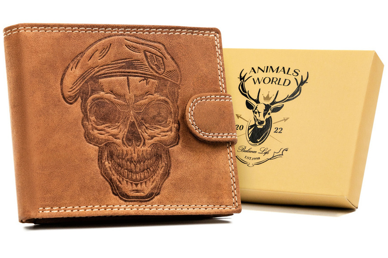Skórzany męski portfel wzór czaszki od Always Wild
