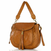 Mazzini Torebka classic saddle bag ze skóry naturalnej na ramie brąz camel