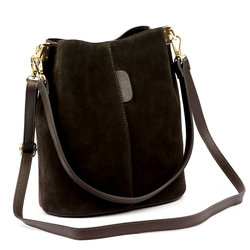 Luka Skórzana Zamszowa damska listonoszka z organizerem torebka przez ramię