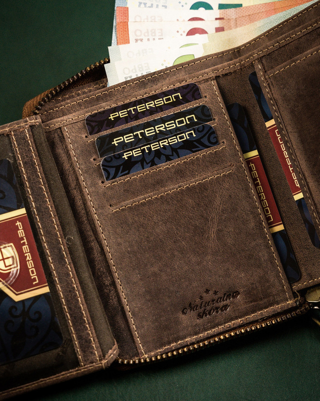 Skórzany męski portfel Peterson PTN 340P-01 HUNTER