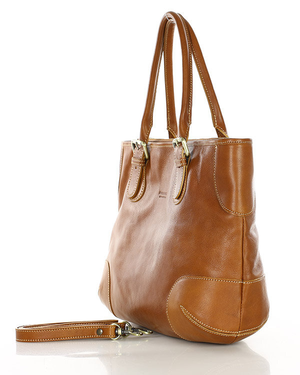 Torebka do ręki kuferek genuine leather made in Italy - MARCO MAZZINI camelowa