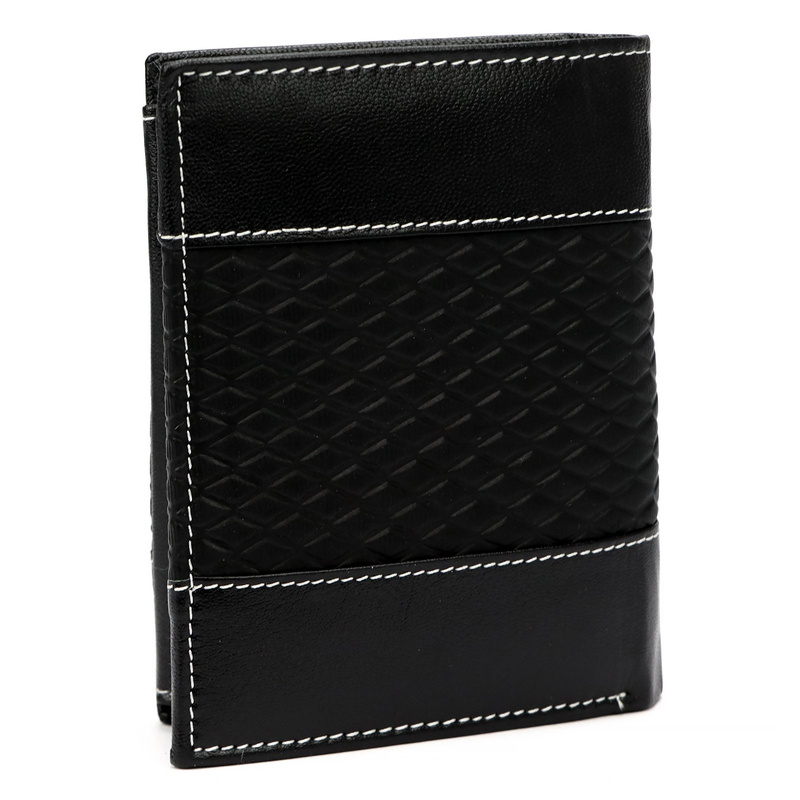 Loren portfel męski skóra naturalna pionowy składany przegrody 2 kieszenie