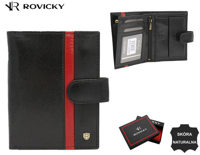 Stylowy Duży męski skórzany portfel z RFID Rovicky