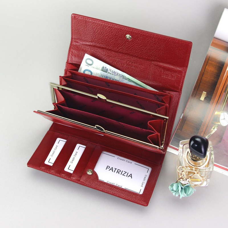 PATRIZIA duża damska portmonetka skóra naturalna podłużny portfel RFID