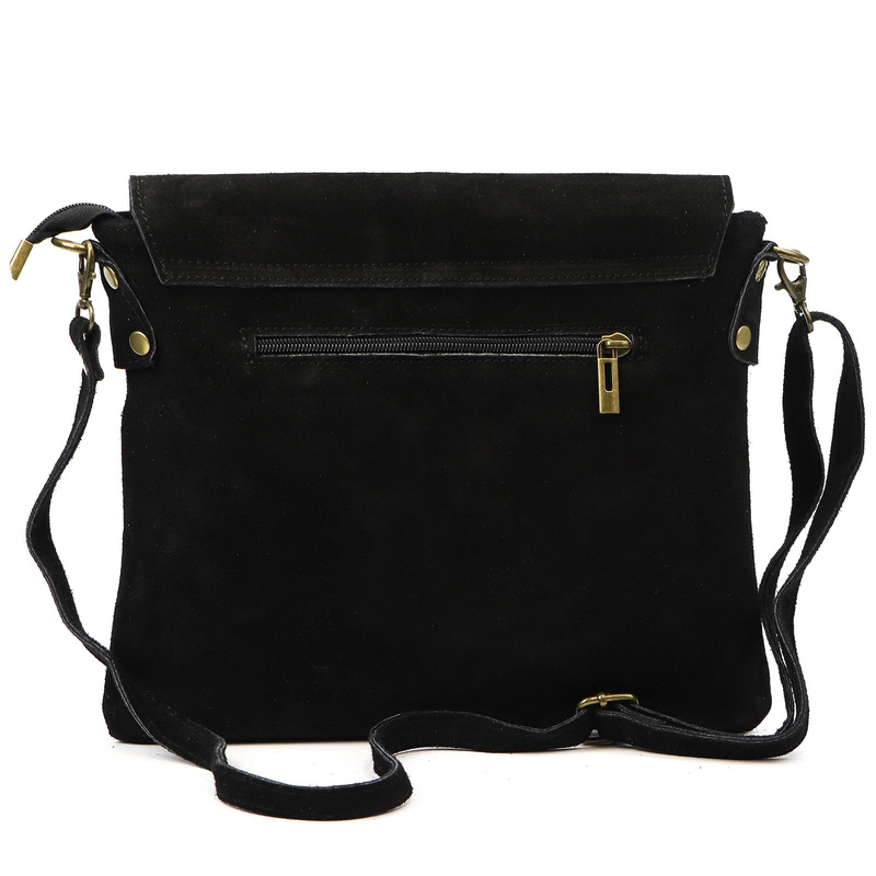 Vera Pelle damska listonoszka skóra naturalna zamsz torebka z kieszeniami