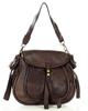 Marco Mazzini Torebka classic saddle bag ze skóry naturalnej na ramie ciemny brąz caffe