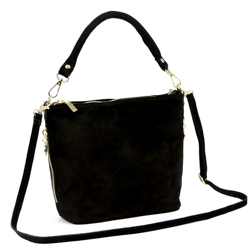 Damska miejska zgrabna listonoszka skórzana torebka na ramię zamszowa Luka