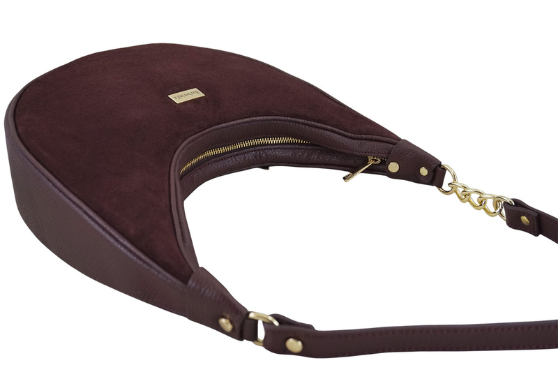 Stylowa torebka z zamszowym wykończeniem - Bordowa