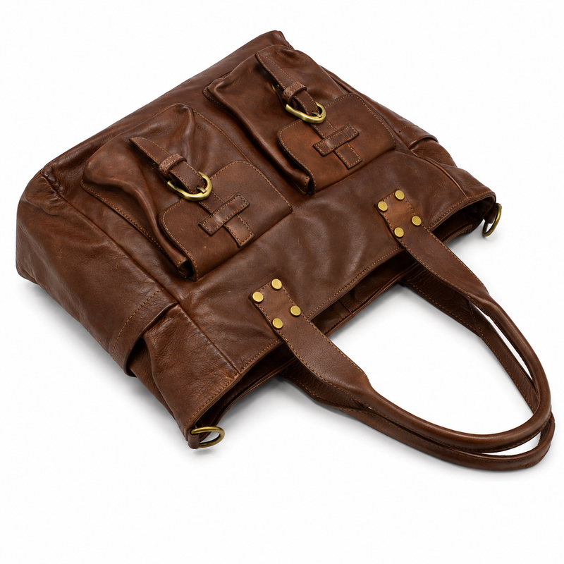 PELLE LAVATA Skórzana Torebka ShopperBag A4 Skórzana Old Look 3 Kieszenie