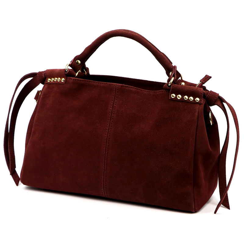 Vera Pelle skórzana zamsz damska listonoszka na ramię kuferek z organizerem