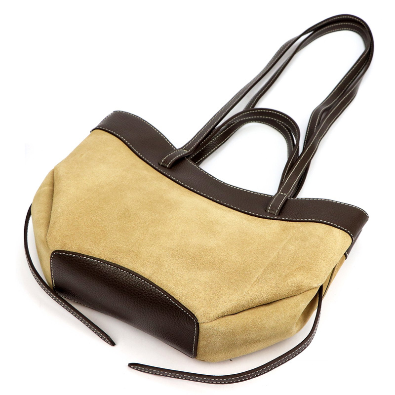 Vera Pelle damska torebka na ramię stylowa shopperbag zamsz z kosmetyczką