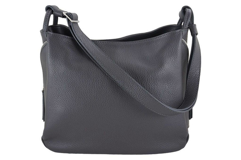 Torebka skórzana worek damska - Bordowa