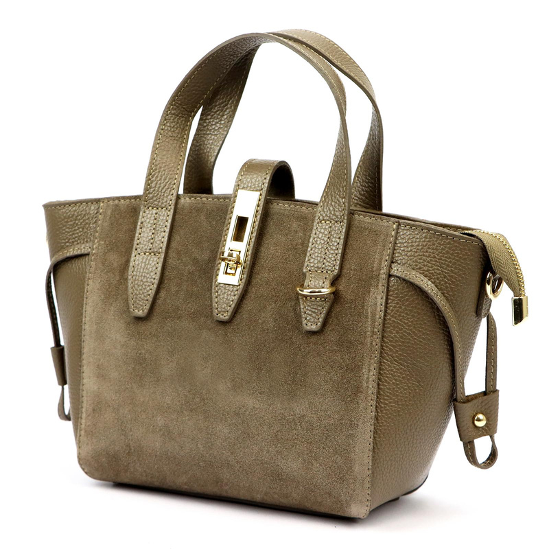 Luka Skórzany damski kuferek torebka do ręki z dopinanym paskiem elegancki