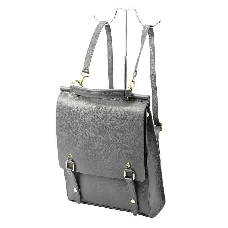 Luka plecak miejski damski skóra naturalna styl vintage z kieszeniami