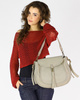 Marco Mazzini Torebka classic saddle bag ze skóry naturalnej na ramie beż taupe