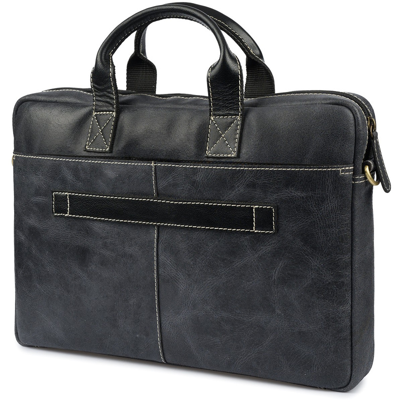 Torba męska skórzana na laptopa ramię komputer duża nubuk czarna Beltimore N04