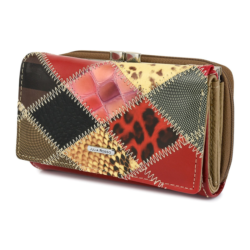 PATCHWORK JULIA ROSSO portfel SKÓRA duży  M97