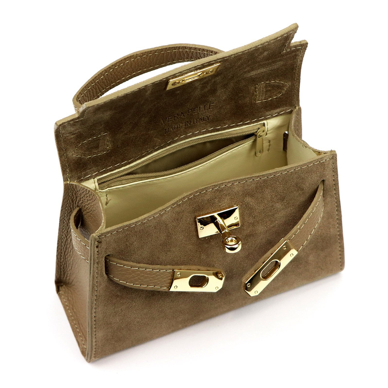 Skórzana Zamszowa damska mała listonoszka torebka na ramię z uchwytem Luka