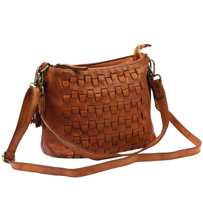 VS damska listonoszka skóra naturalna torebka na ramię pleciony wzór