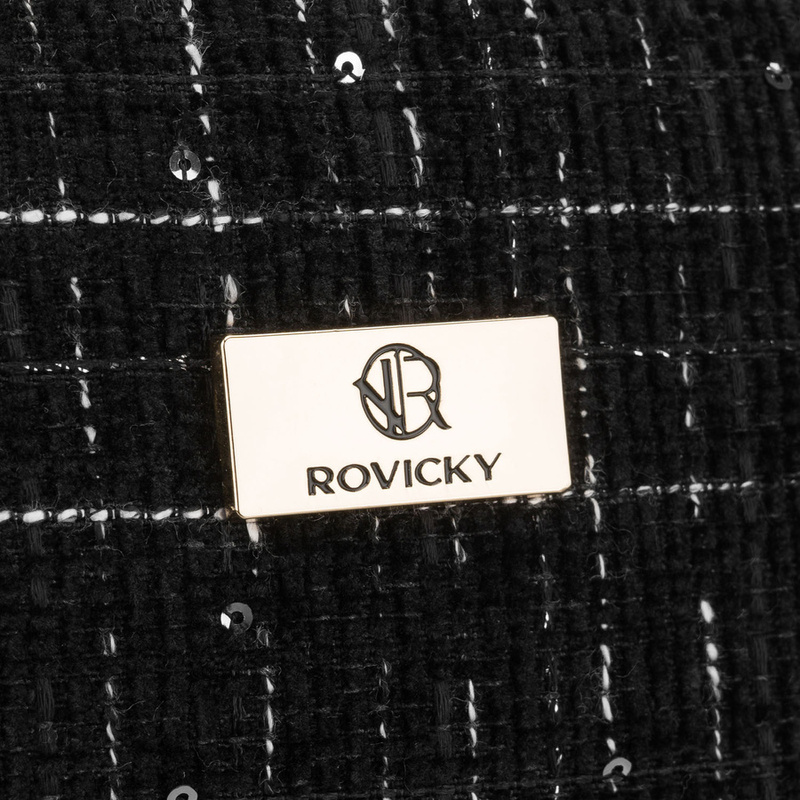 Czarna kosmetyczka damska w kratę wykonana z materiału syntetycznego, jednokomorowa - Rovicky