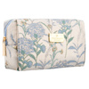 Kosmetyczka z poliestru w błękitnym kolorze, jednokomorowa i ozdobiona kwiatowym wzorem - Peterson