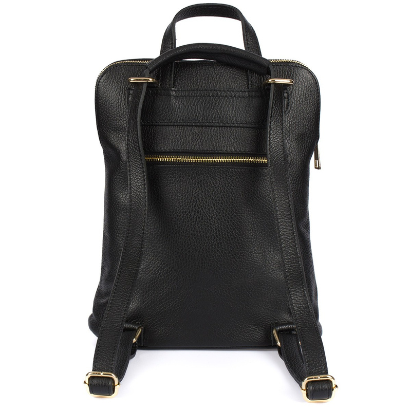 Skórzany plecak damski torba 2w1 elegancki A4 włoski pojemny czarny Vera Pelle S40