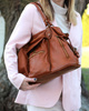Torba biznesowa bowling retro bag skórzana - MARCO MAZZINI brąz camel