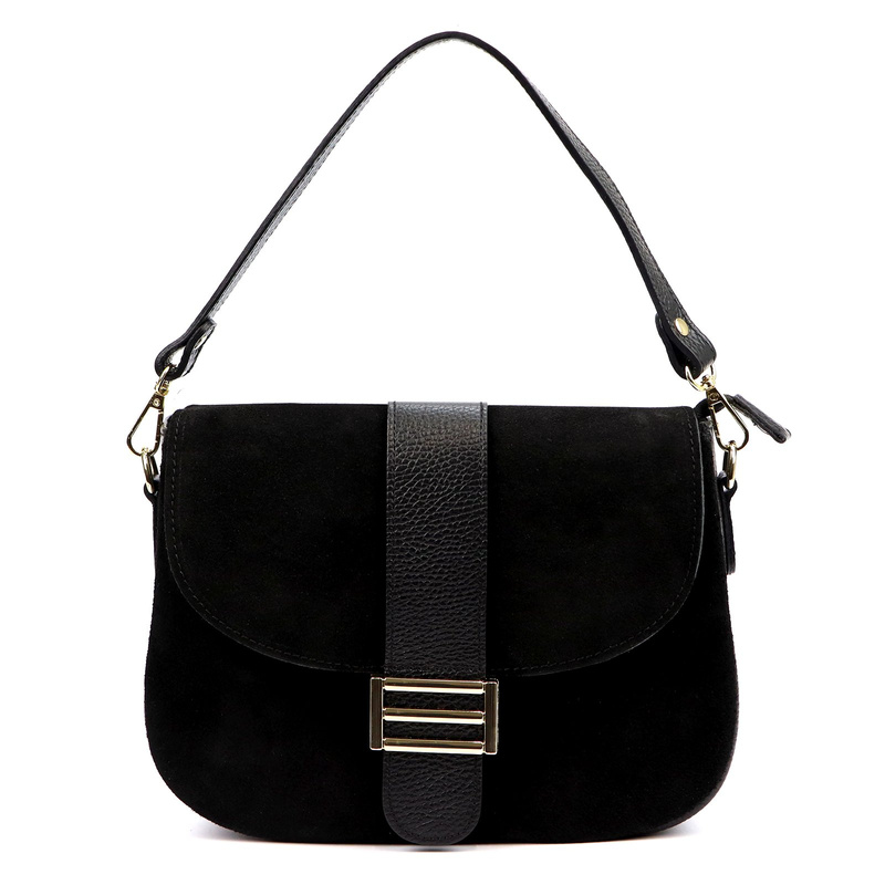 Vera Pelle Damska skórzana listonoszka torebka przez ramię z kieszenią