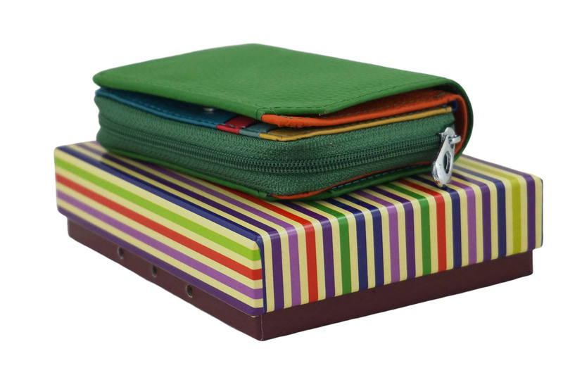 Portfel skórzany damski włoski - Zielony