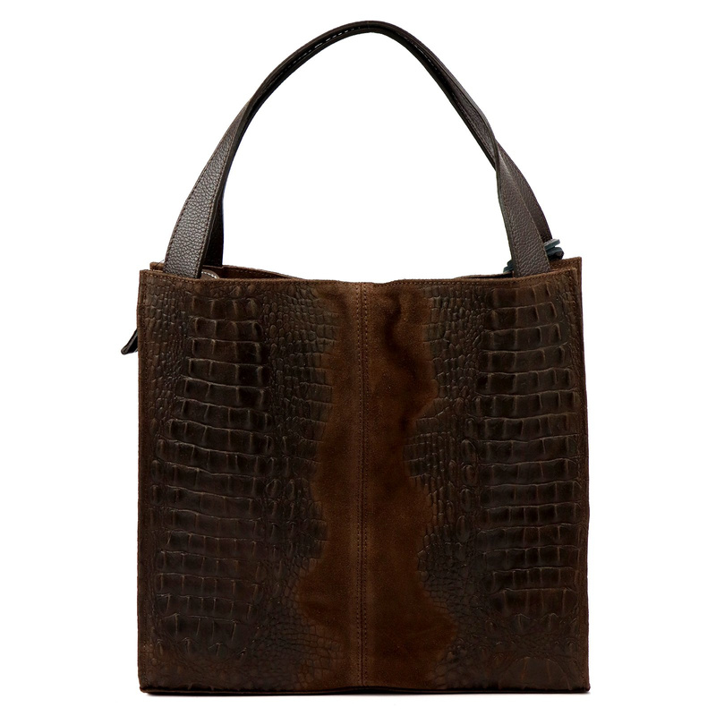Vera Pelle shopperbag skórzana wzór skóra krokodyla torebka na ramię