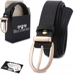 Skórzany pasek damski do spodni sukienki czarny skóra nat 3 cm Beltimore D92