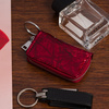 Skórzane etui na klucze skóra naturalna damskie pojemne F19 czerwone motyle